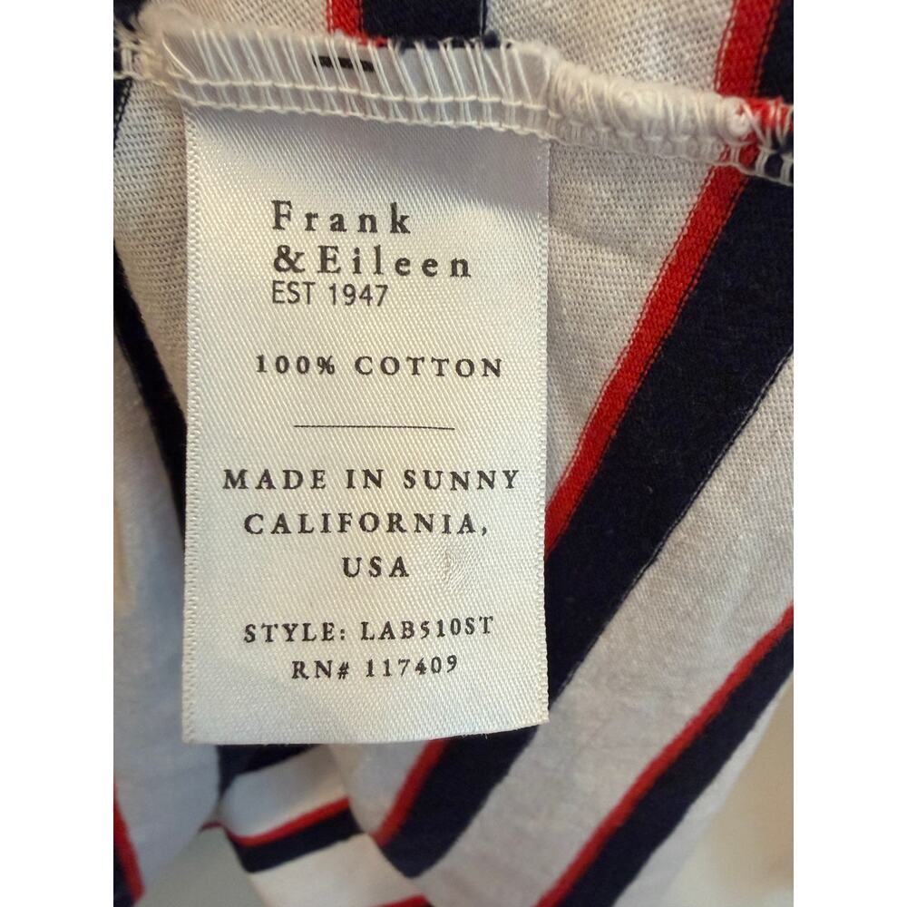 Frank & Eileen Eileen Striped Long Sleeve Polo Tee White Navy Red XS Made in USA - Picture 5 of 5